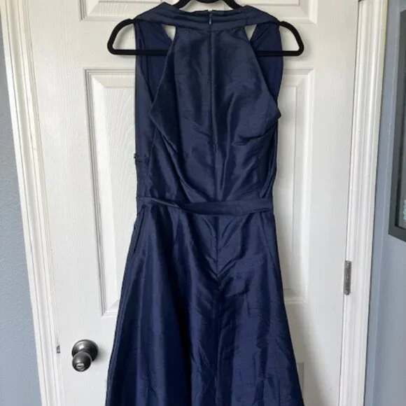 Lauren Ralph Lauren navy silk semi-formal dress with pockets - 12 - Picture 5 of 6